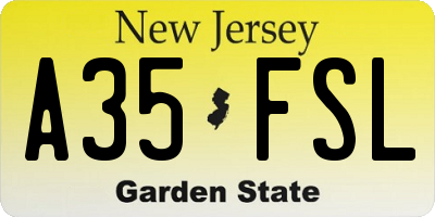 NJ license plate A35FSL
