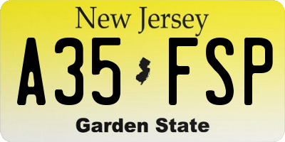 NJ license plate A35FSP