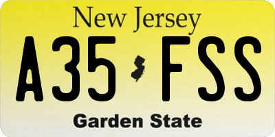 NJ license plate A35FSS