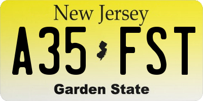 NJ license plate A35FST