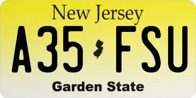 NJ license plate A35FSU