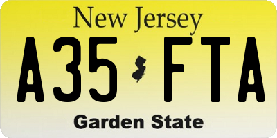 NJ license plate A35FTA