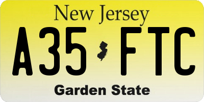 NJ license plate A35FTC