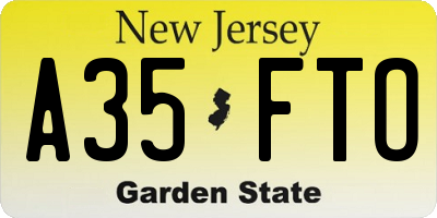 NJ license plate A35FTO