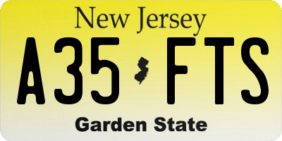 NJ license plate A35FTS
