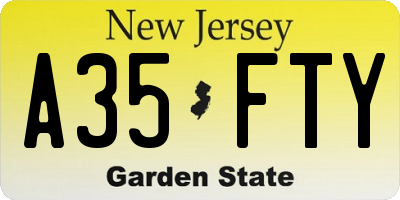 NJ license plate A35FTY
