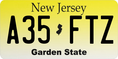 NJ license plate A35FTZ
