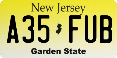 NJ license plate A35FUB