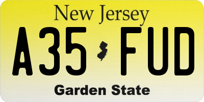 NJ license plate A35FUD