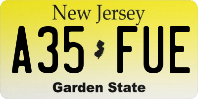 NJ license plate A35FUE