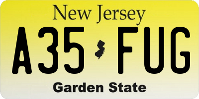 NJ license plate A35FUG