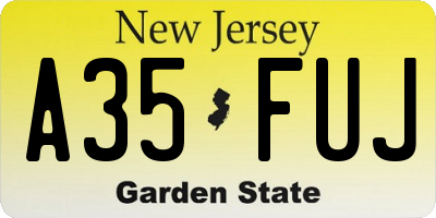 NJ license plate A35FUJ