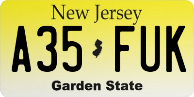NJ license plate A35FUK