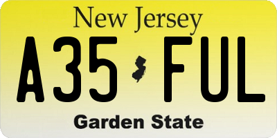 NJ license plate A35FUL