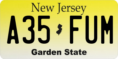 NJ license plate A35FUM