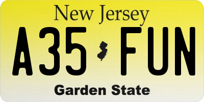 NJ license plate A35FUN