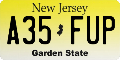 NJ license plate A35FUP