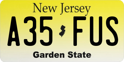 NJ license plate A35FUS