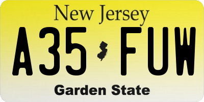NJ license plate A35FUW