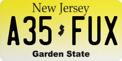NJ license plate A35FUX