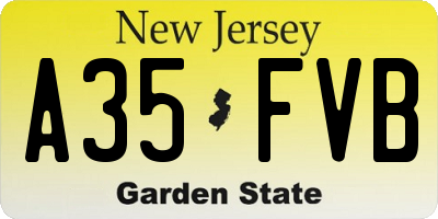 NJ license plate A35FVB