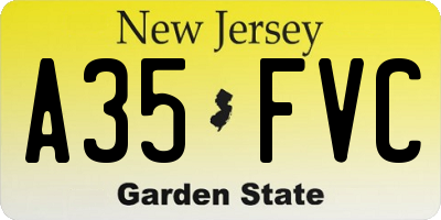 NJ license plate A35FVC
