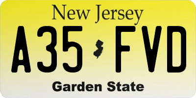 NJ license plate A35FVD
