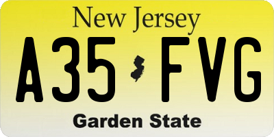 NJ license plate A35FVG