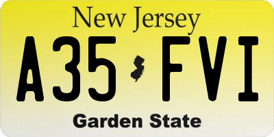 NJ license plate A35FVI