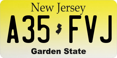 NJ license plate A35FVJ