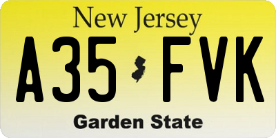 NJ license plate A35FVK