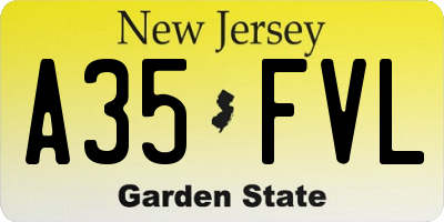 NJ license plate A35FVL