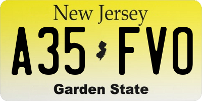 NJ license plate A35FVO