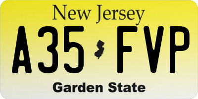 NJ license plate A35FVP