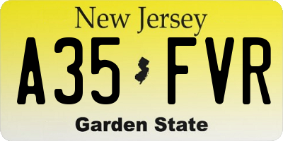NJ license plate A35FVR