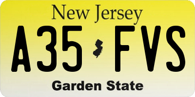 NJ license plate A35FVS