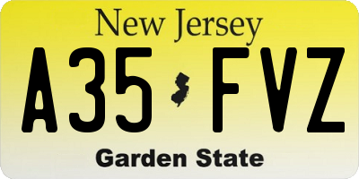 NJ license plate A35FVZ