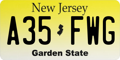 NJ license plate A35FWG