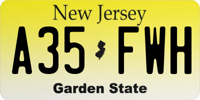 NJ license plate A35FWH