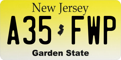 NJ license plate A35FWP