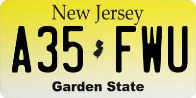 NJ license plate A35FWU