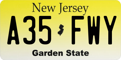NJ license plate A35FWY
