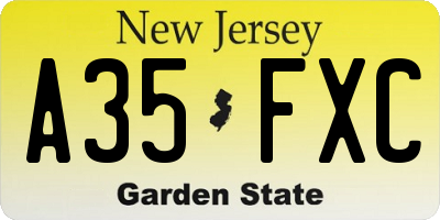 NJ license plate A35FXC