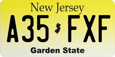 NJ license plate A35FXF