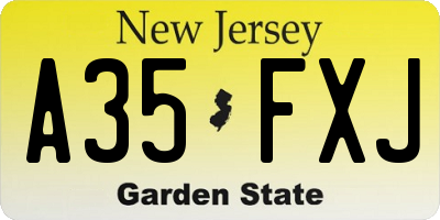 NJ license plate A35FXJ