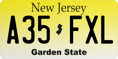 NJ license plate A35FXL