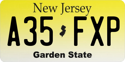 NJ license plate A35FXP