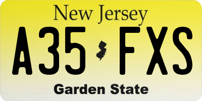 NJ license plate A35FXS