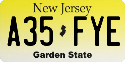 NJ license plate A35FYE