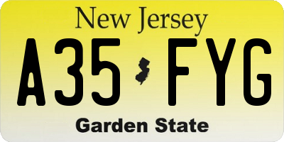 NJ license plate A35FYG
